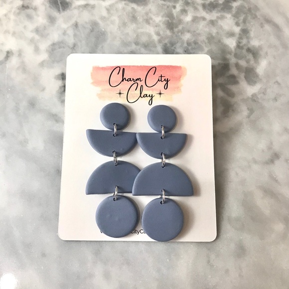 Slate Blue Polymer Clay Earrings - Picture 3 of 5